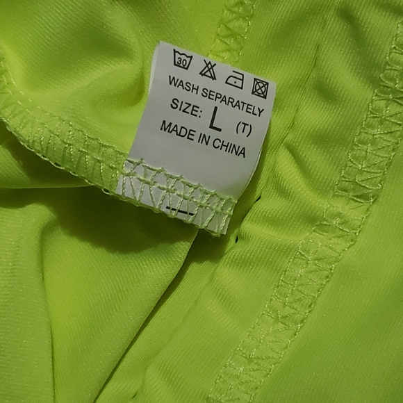 Ruched Bodycon Neon Dress Size Large Bright Neon Dress - Picture 5 of 10